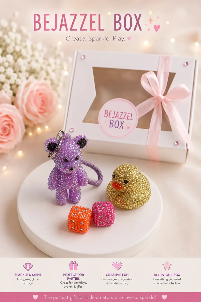 Hand-bejazzled pearl bear and duck